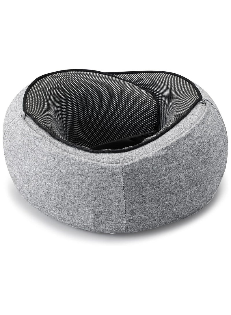 Portable Travel Neck Pillow with Foldable Hood, 360° Ergonomic Support, Windproof Design, Memory Foam, Eye Mask & Ear Plugs, Washable Cover – Light Grey - Image 4